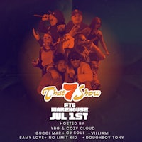 a poster for the 7 show featuring a group of people